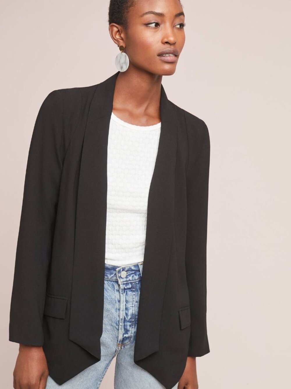 Anthropologie Black Drapey Blazer - Size S